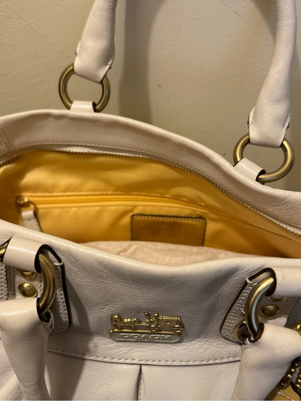 Vintage 2008 Coach Madison Julianne Cream Leather Crossbody Satchel Tote - MINT - Picture 9 of 16